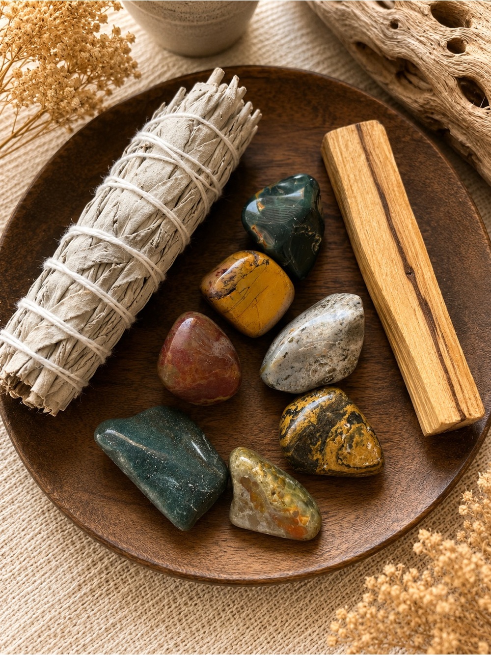 Ocean Jasper Crystal Bundle | Sage & Palo Santo | Coastal